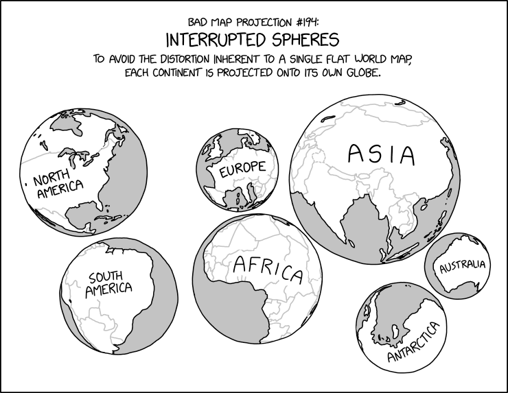 Bad Map Projection: Interrupted Spheres